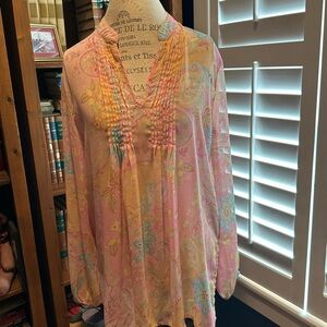 Susan Graver Pink Floral Blouse